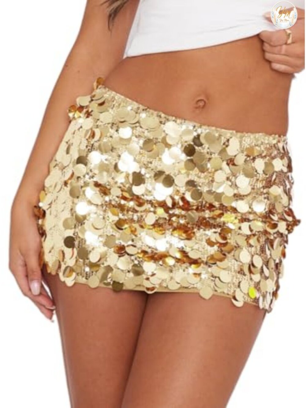 Sequin Bodycon Mini Skirt Sparkle Stretchy Pull On Party Clubwear